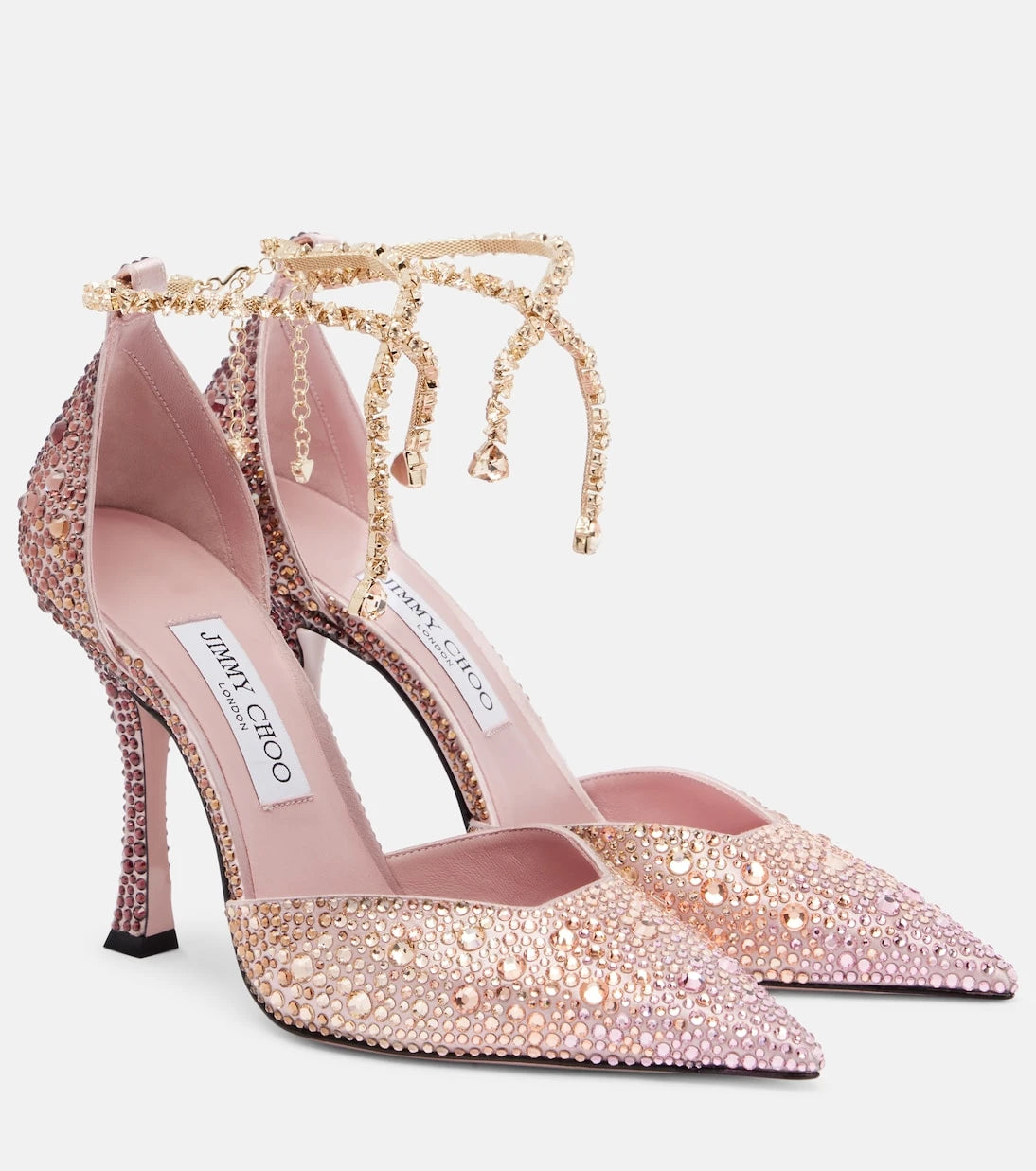 Jimmy Choo - Stevie 100 crystal-embellished satin pumps