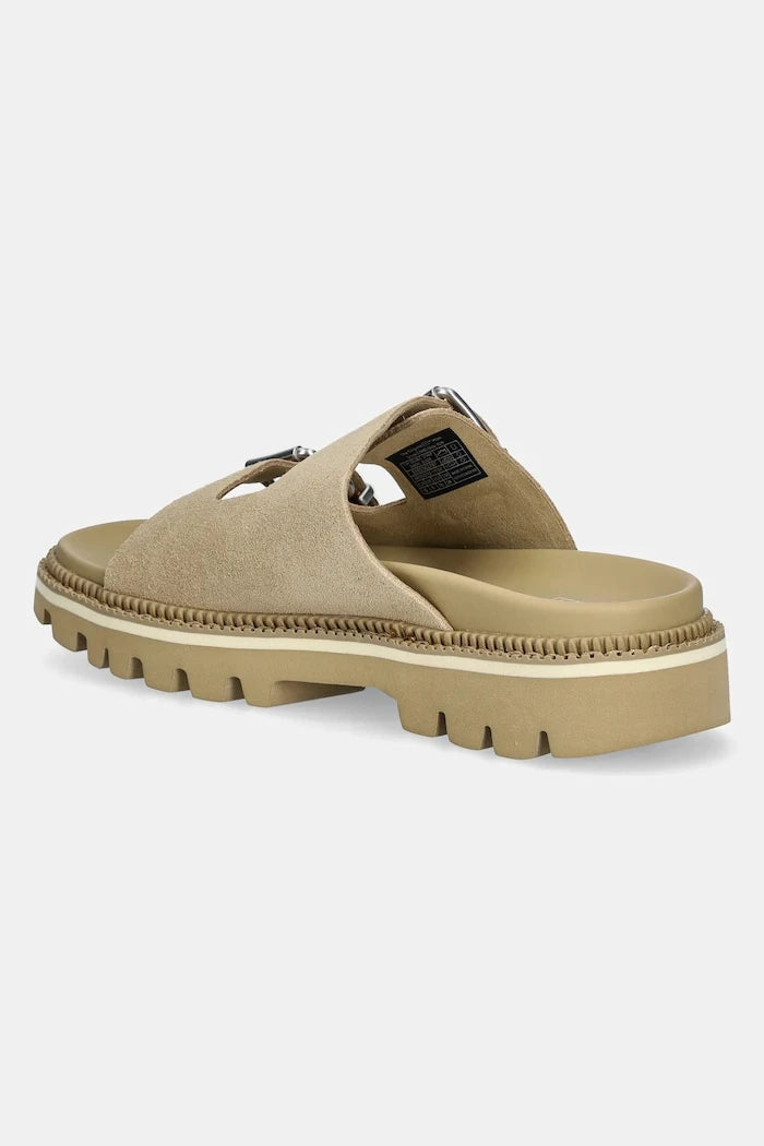 Велурени чехли Tommy Jeans DOUBLE STRAP SANDAL SUEDE