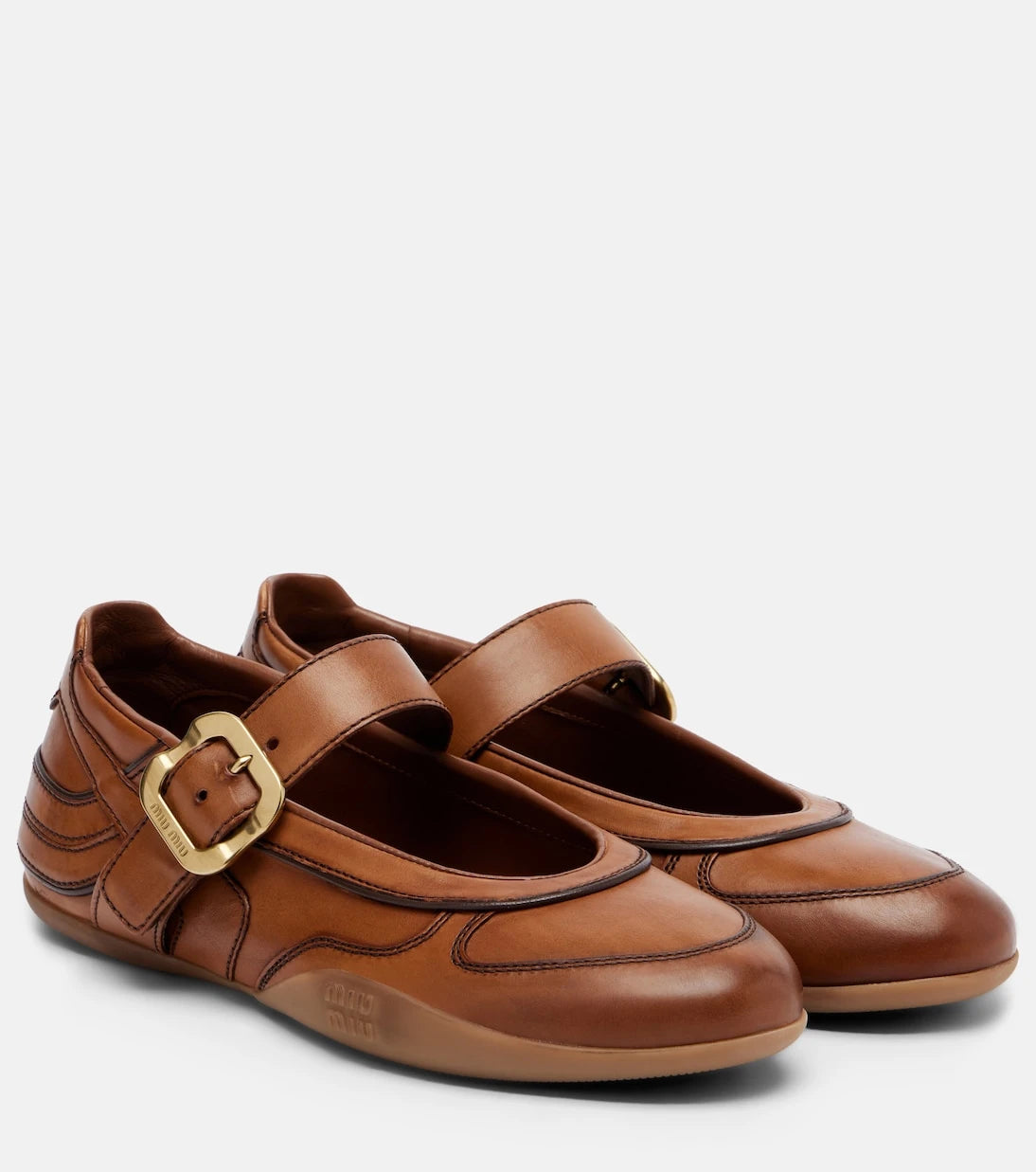 Miu Miu - Gymnasium leather ballet flats