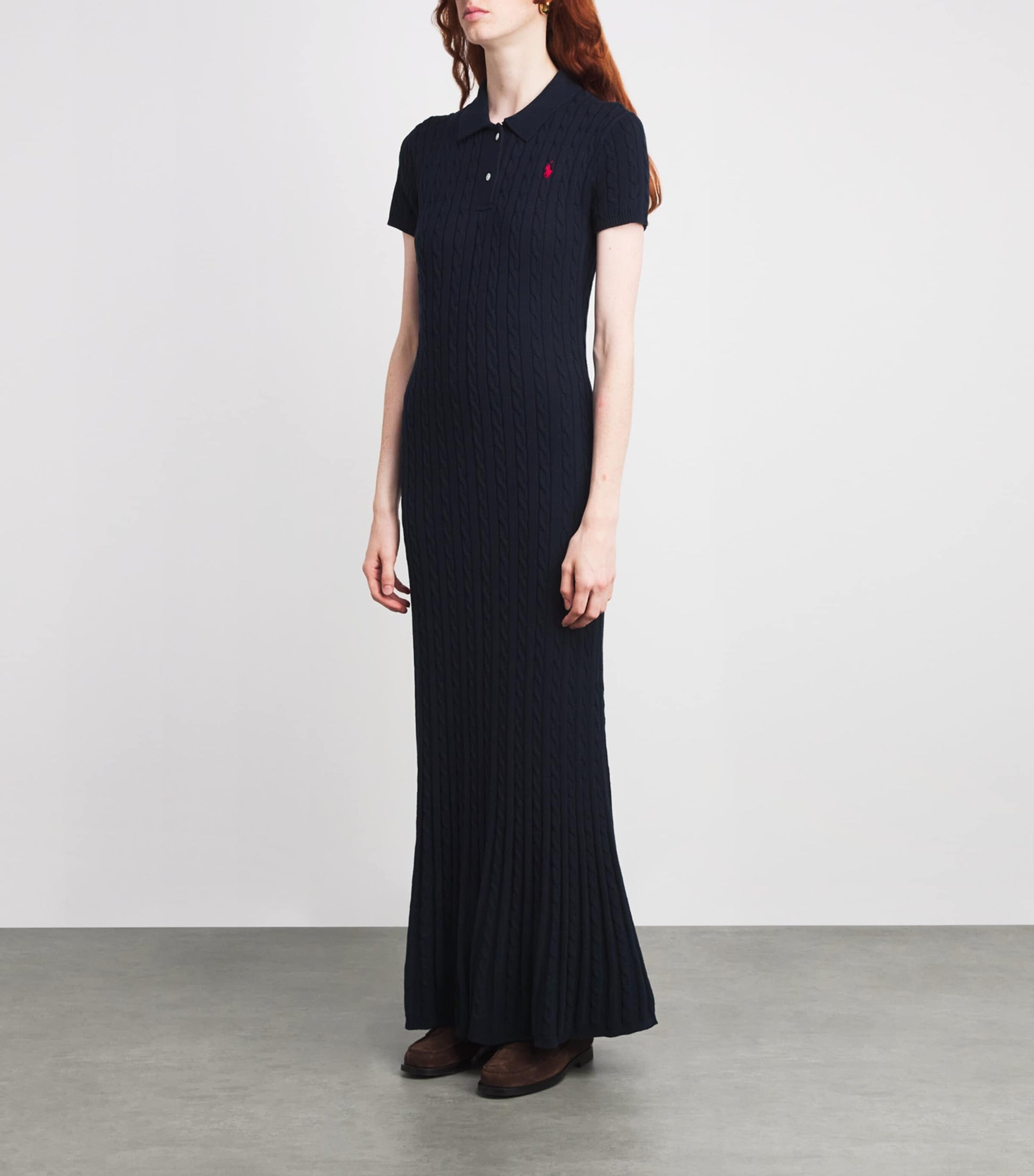 Polo Ralph Lauren Navy Cotton Cable-Knit Maxi Dress
