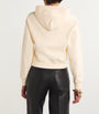 Ivory Cotton Cropped Grosgrain Logo Hoodie