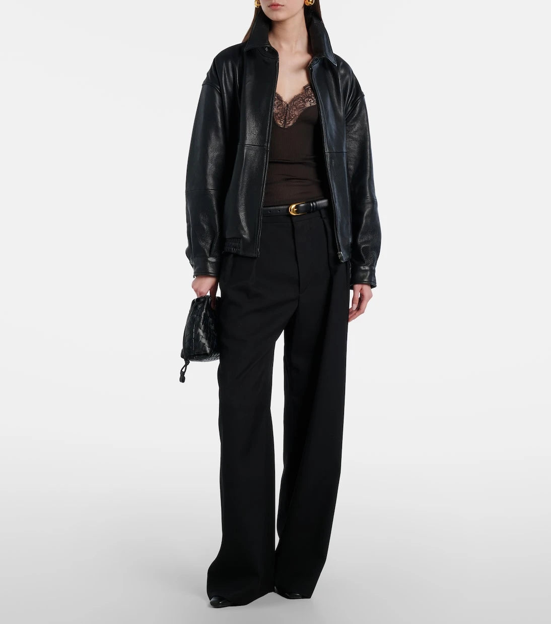 Nour Hammour - Doran oversized leather blouson jacket