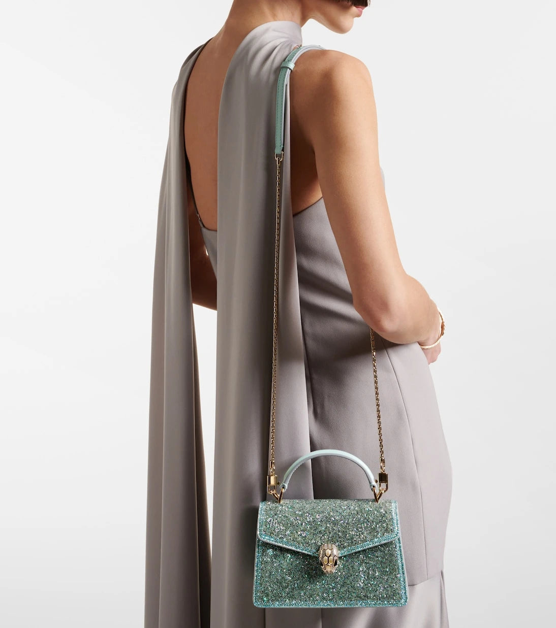 بولغاري - حقيبة Serpenti Forever Mini صغيرة بمقبض علوي من جلد الشمواه