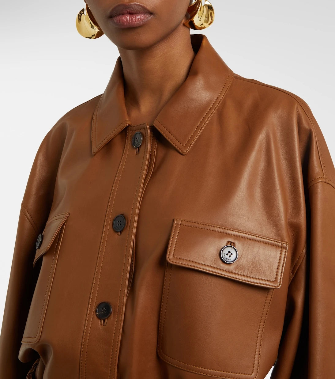 Saint Laurent - Saharienne cropped leather jacket