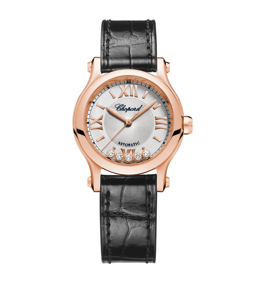 Chopard Rose Goldand Diamond Happy Sport Watch 30mm