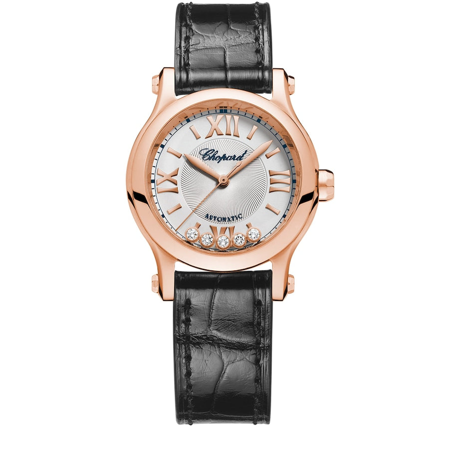 Chopard Rose Goldand Diamond Happy Sport Watch 30mm