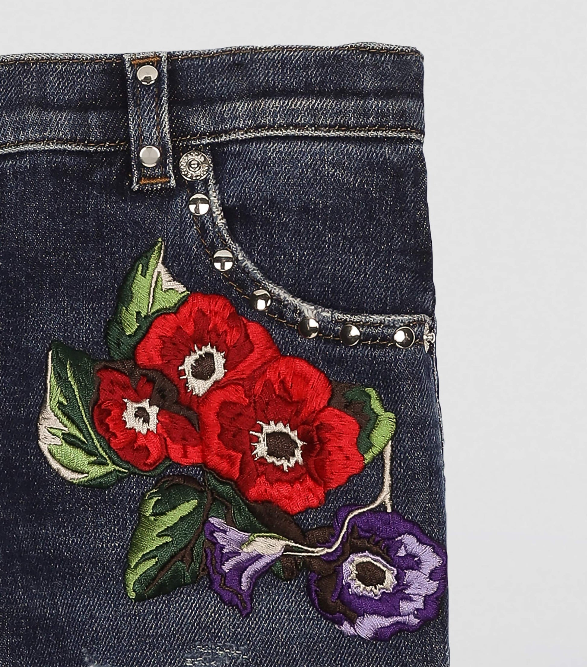 Dolce & Gabbana Kids Embroidered-Flower Jeans