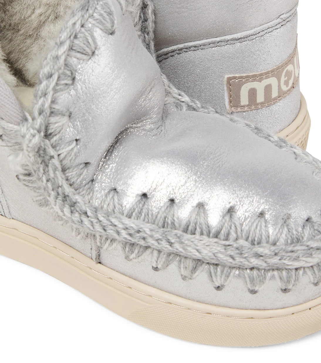 Mou Kids - Embroidered shearling-lined suede boots