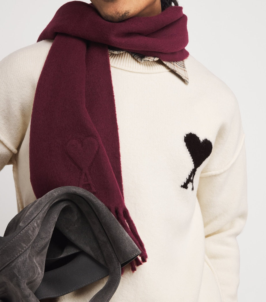 AMI Paris Beige Wool Logo Sweater