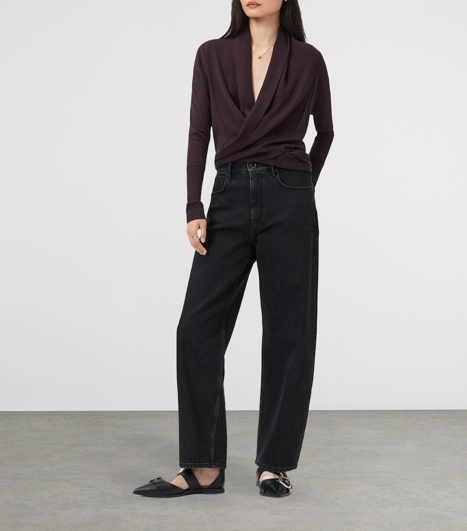 AllSaints Red Merino Wool Wasson Pirate Cardigan