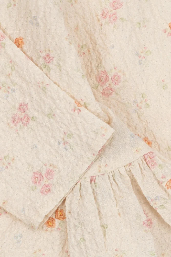 Konges Sløjd pamuk ve elastan kız çocuk fırfırlı bluz ELIN BOW BLOUSE GOTS