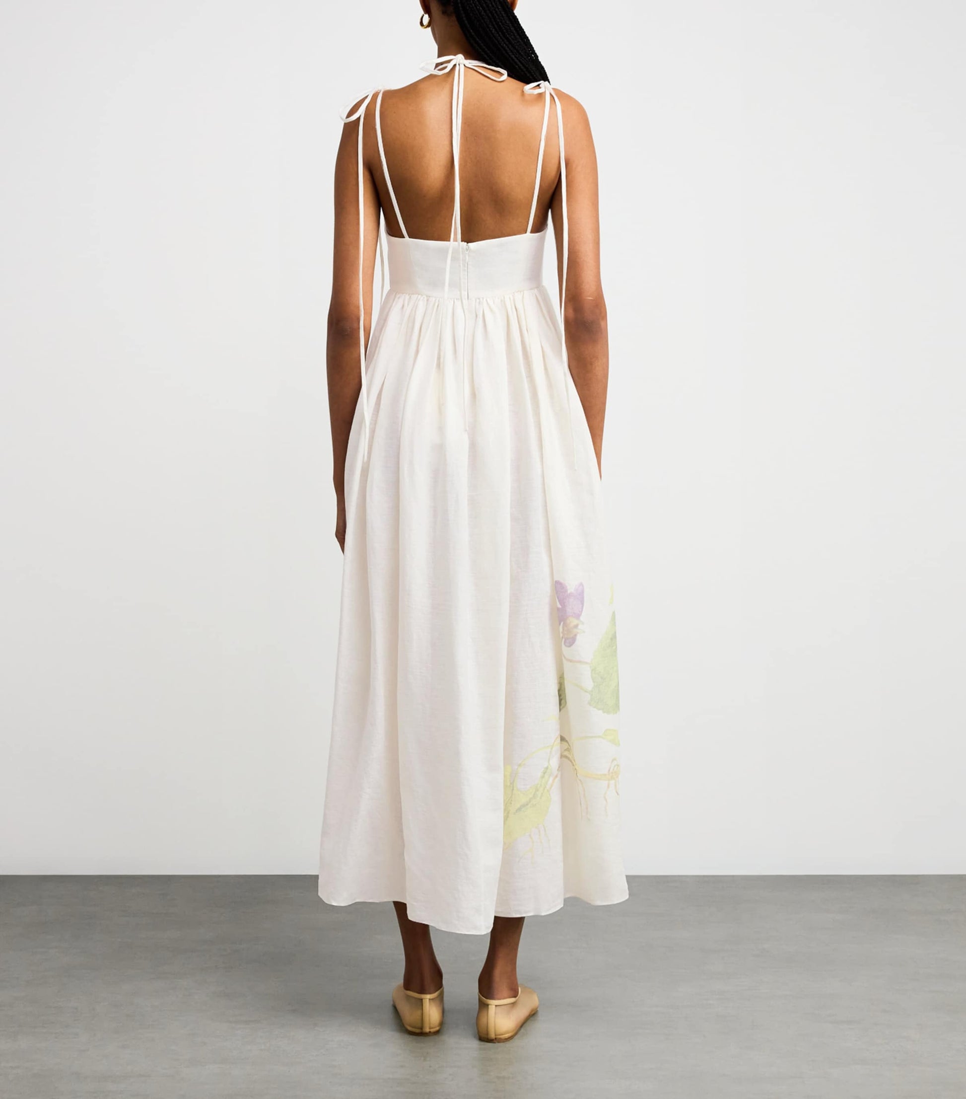 Linen Floral Maxi Dress BOTANICAL VOLT WHITE