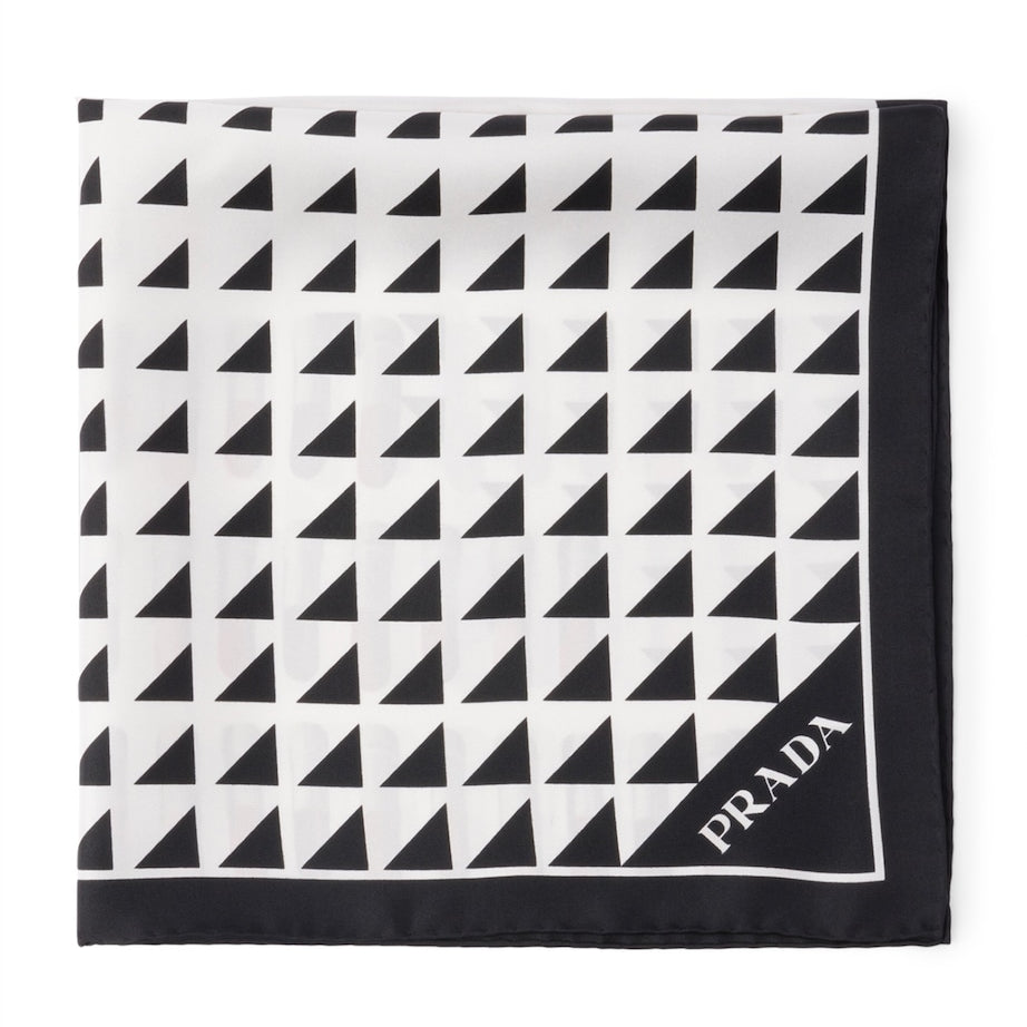Prada Black Silk Lipstick Triangle Scarf