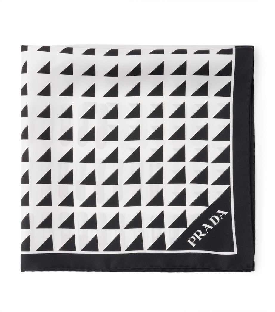 Prada Black Silk Lipstick Triangle Scarf