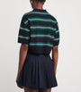 Sandro Paris Blue Striped Cropped Polo Sweater