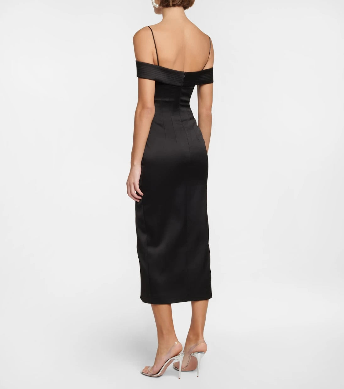 Rasario - Off-shoulder satin midi dress
