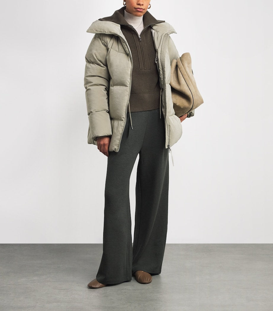 Varley Brown Ribbed Half-Zip Maura Sweater