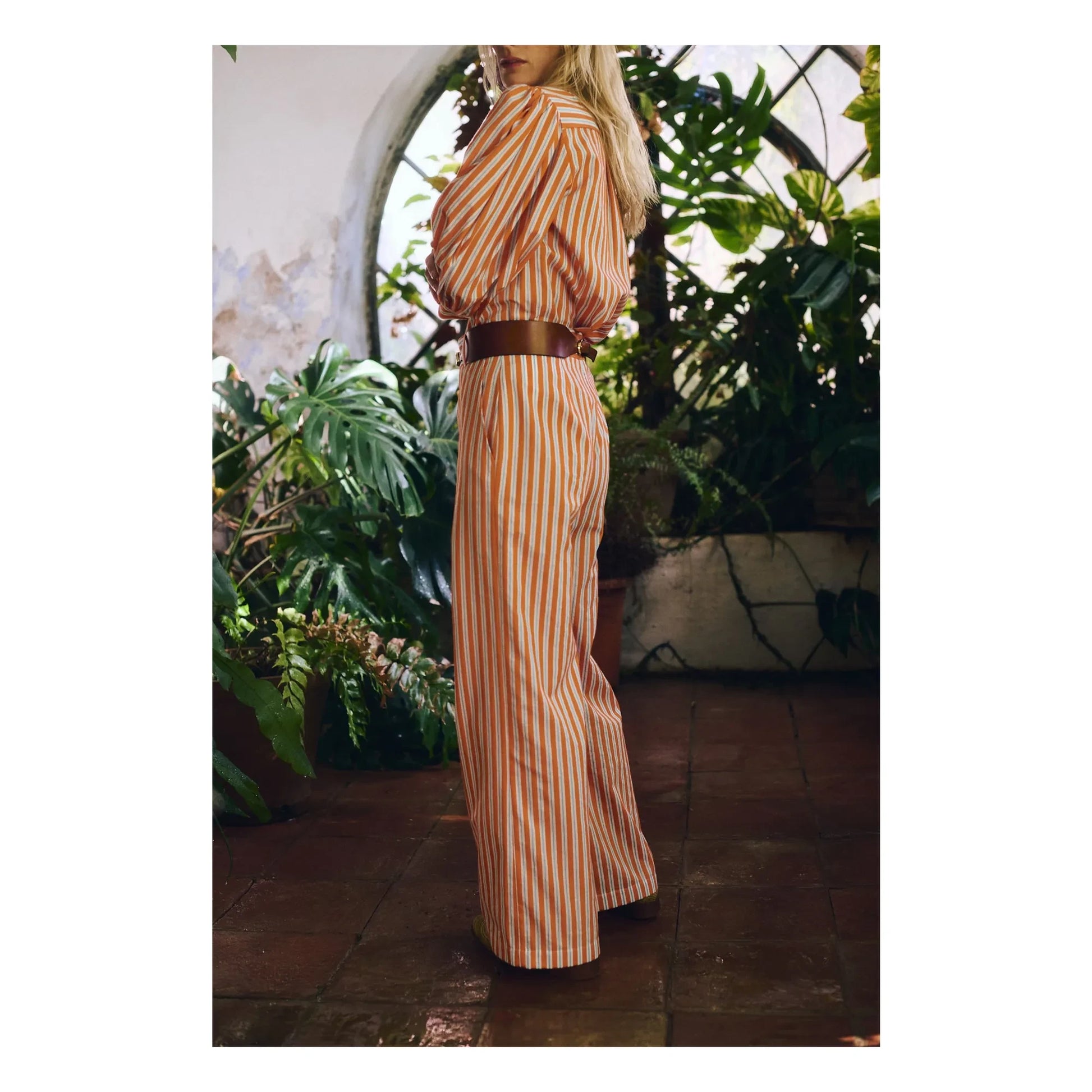 Maria de la Orden - Romeo Cotton Stripe Pants | Orange