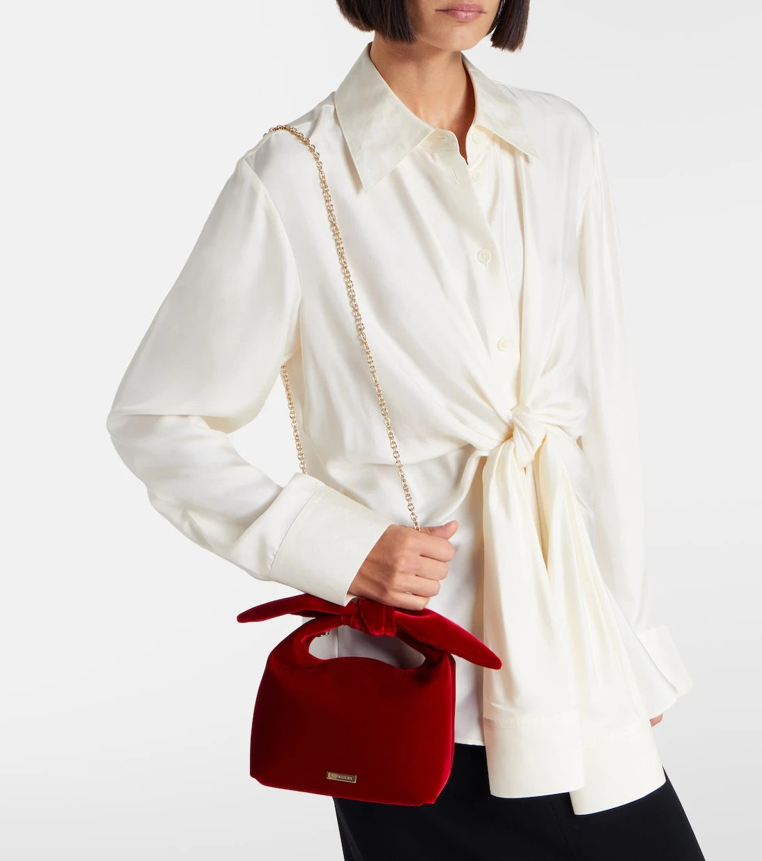 Aquazzura - Bow Tie Small velvet tote bag