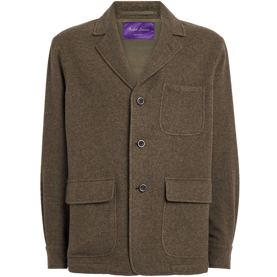 Ralph Lauren Purple Label Green Cashmere-Wool Brushed Twill Blazer