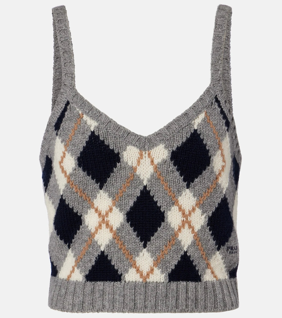 Prada - Argyle cashmere crop top
