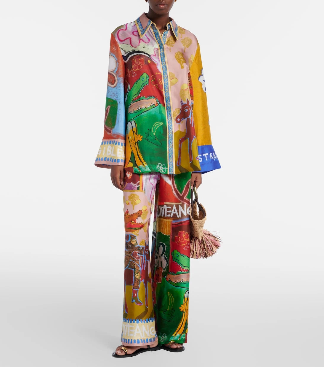 Alémais - x MLAK printed silk twill shirt