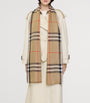 Beige Wool-Silk Reversible Check Scarf