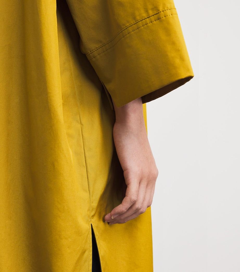 Yellow Cotton Midi Shirt Dress
