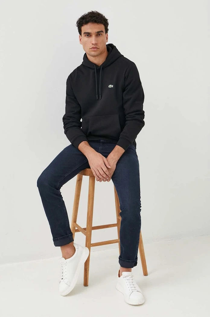Pamuklu kapüşonlu Lacoste sweatshirt