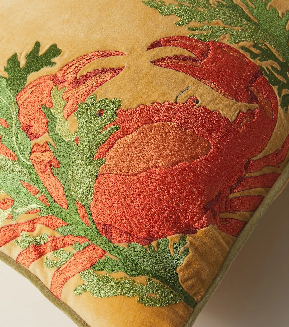 Les-Ottomans - Embroidered cotton velvet cushion
