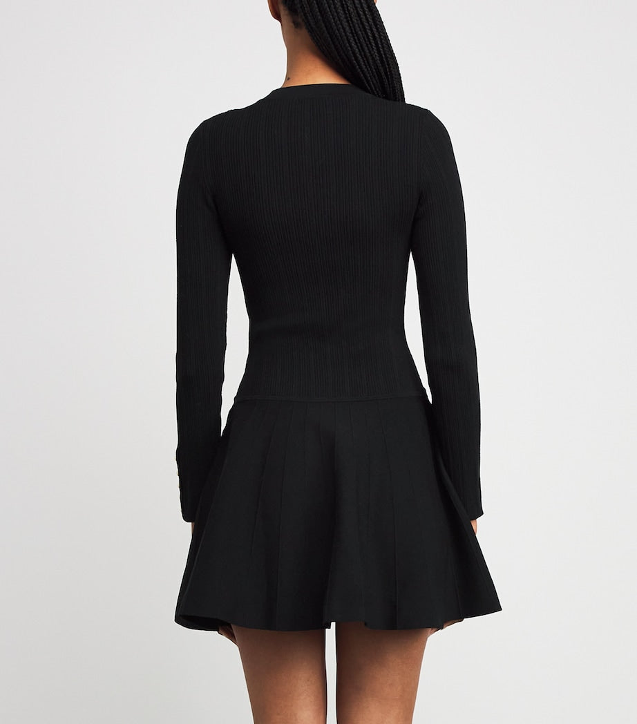 Claudie Pierlot Black Rib-Knit Mini Dress