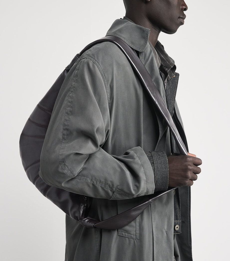 Medium Grained Leather Croissant Shoulder Bag DARK CHOCOLATE BR490