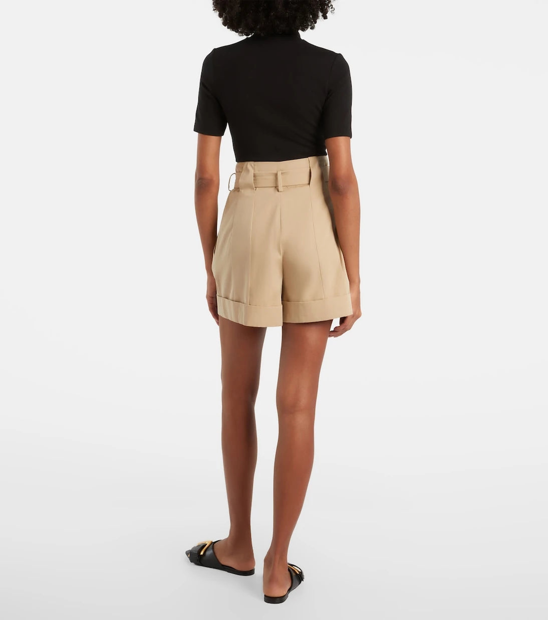 Balmain - Belted cotton gabardine shorts