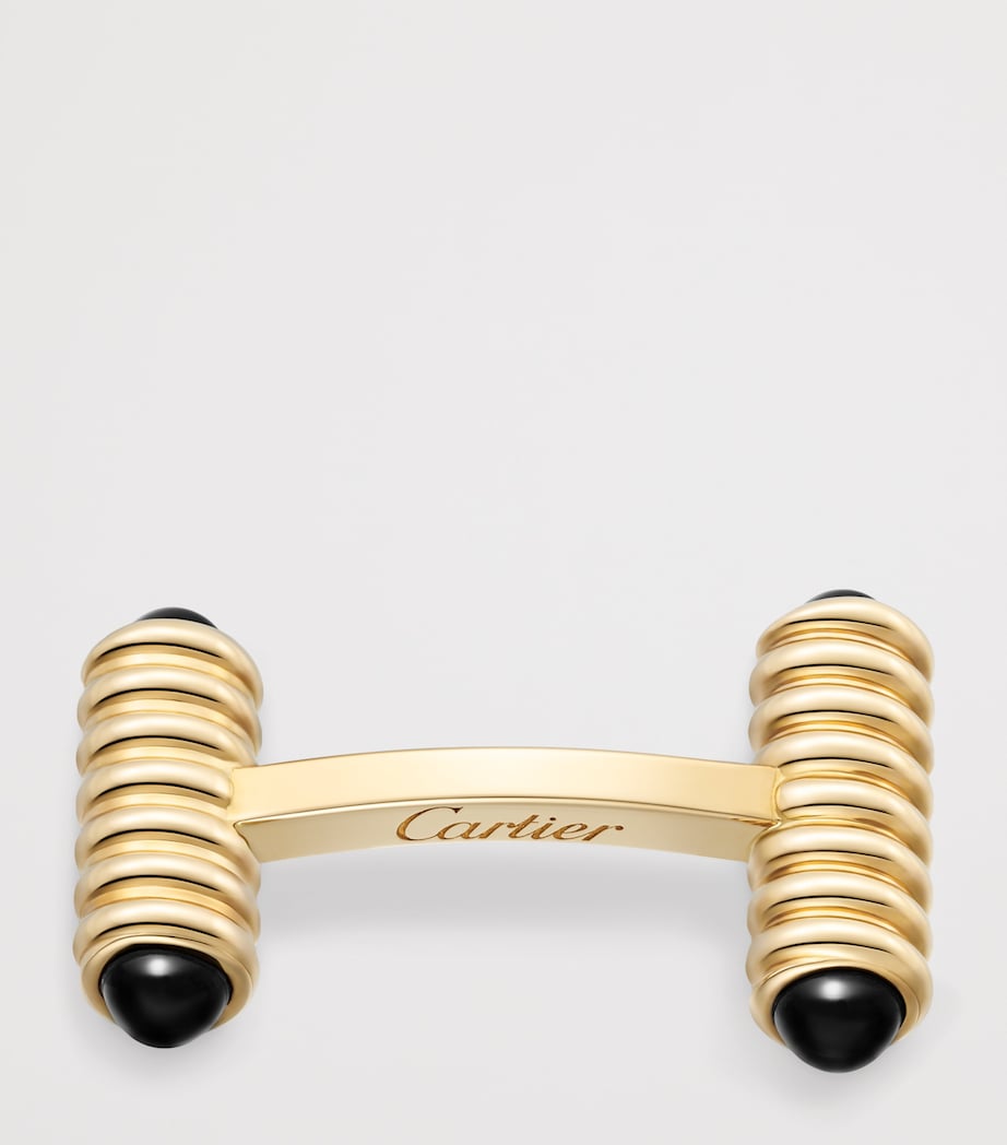 Cartier Yellow Gold and Onyx Spring Cufflinks