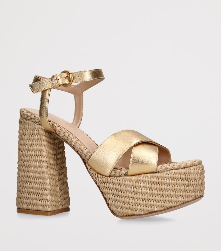 Nappa-Raffia Bebe Platform Sandals 70