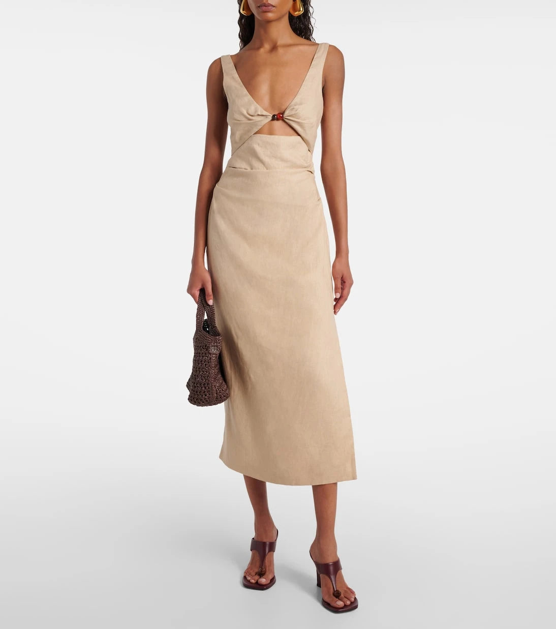 SIR - Moretti cutout linen midi dress