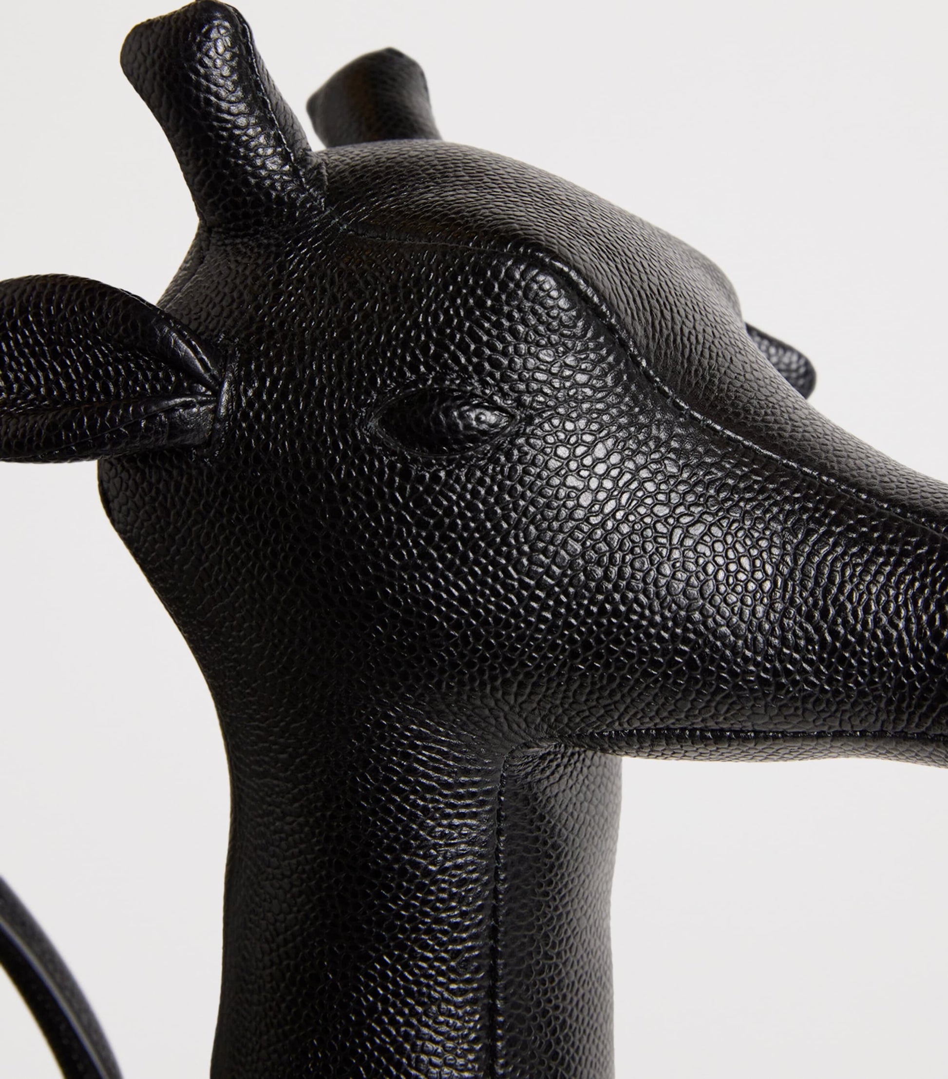 Black Leather Giraffe Top-Handle Bag