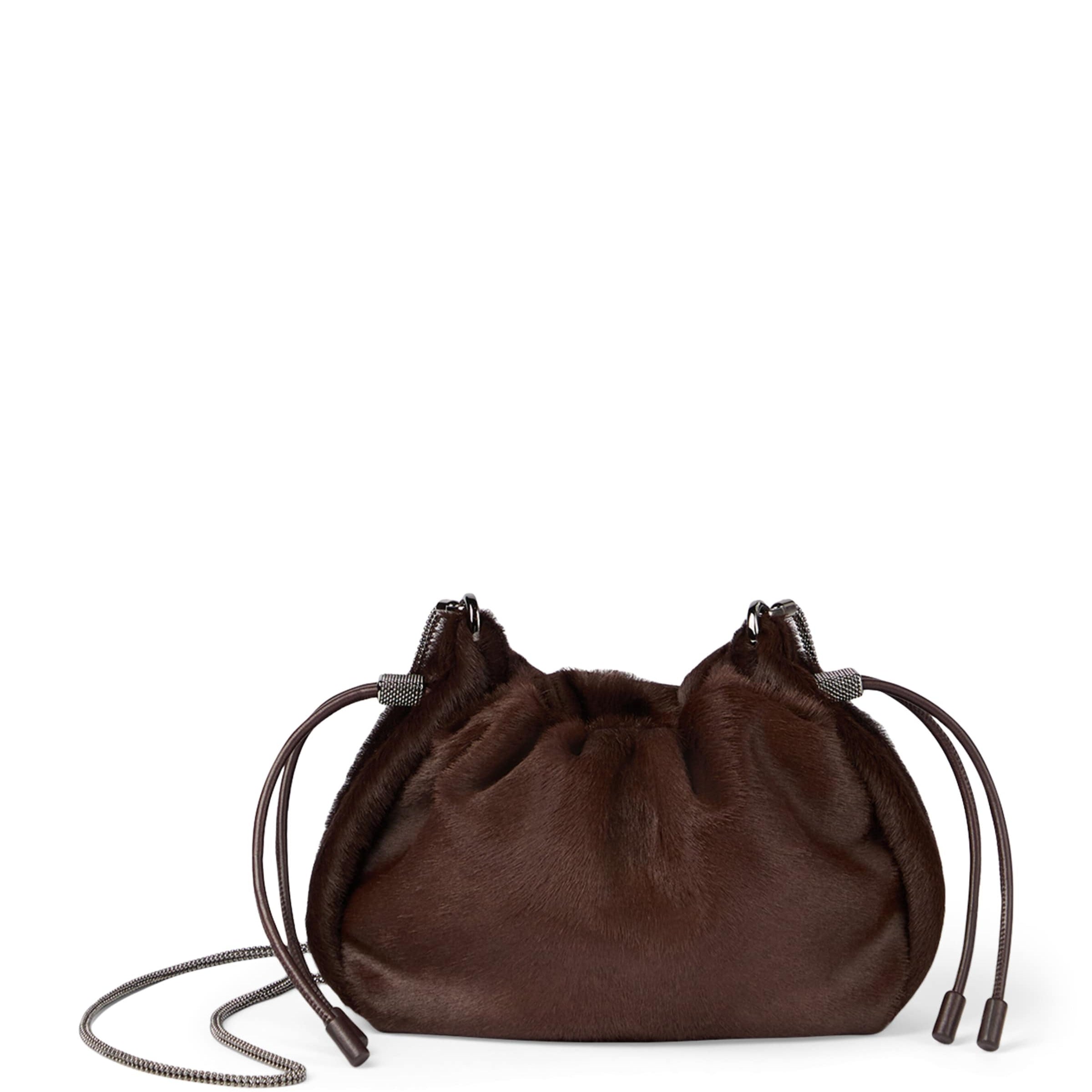Brunello Cucinelli Brown Mini Calf Hair Mellow Bucket Bag