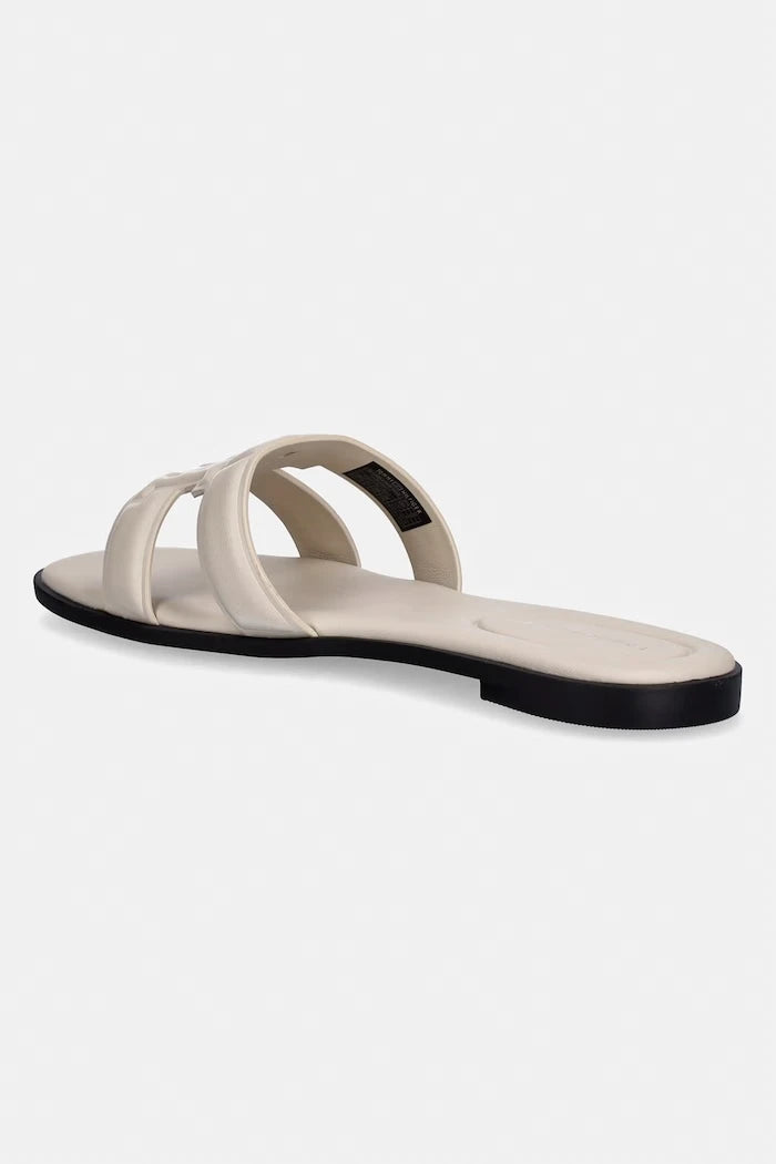 Tommy Hilfiger kadın düz tabanlı deri terlik TH LOGO STRAP MULE