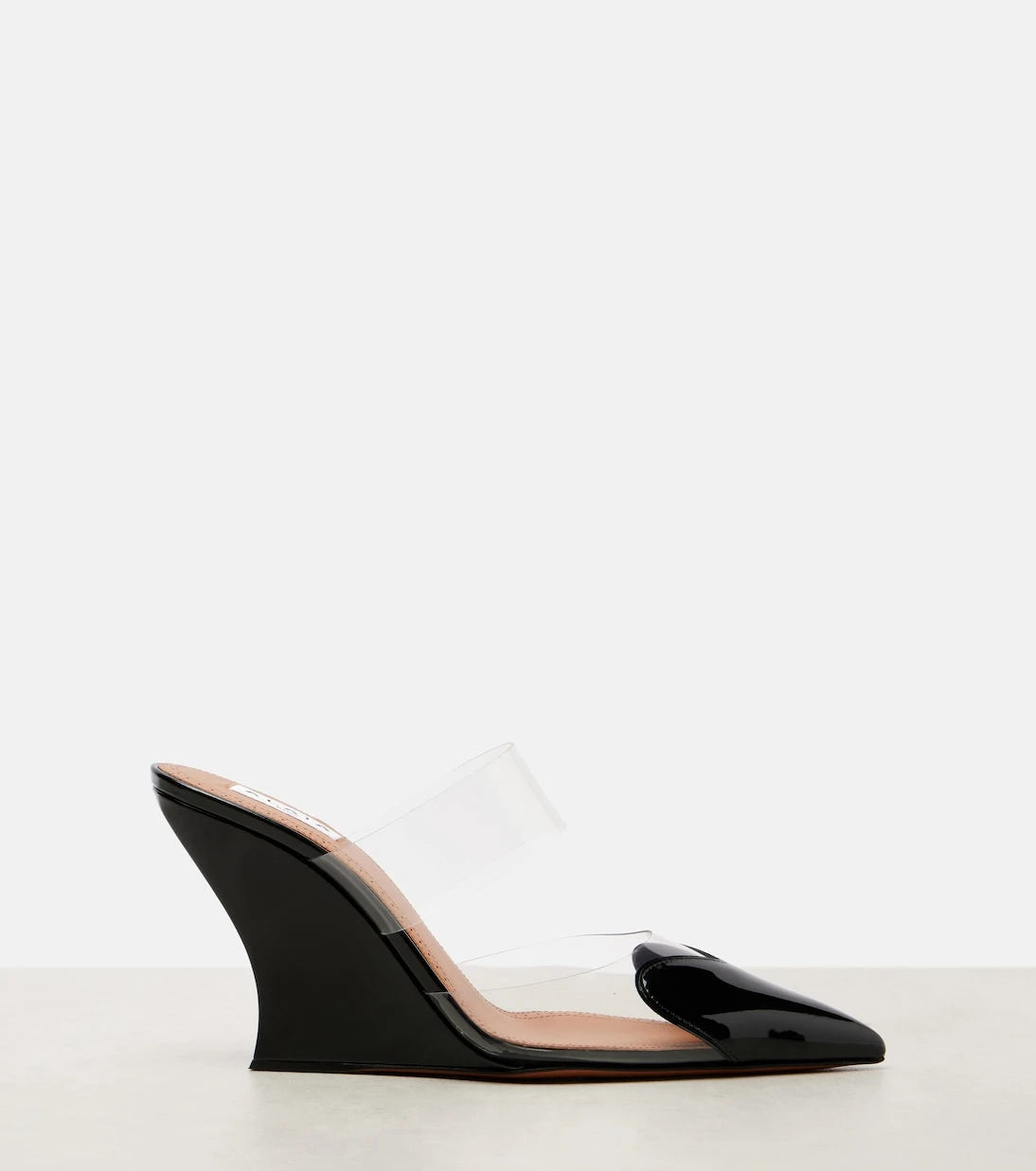 Alaïa - Le Cœur 90 PU and leather wedge mules