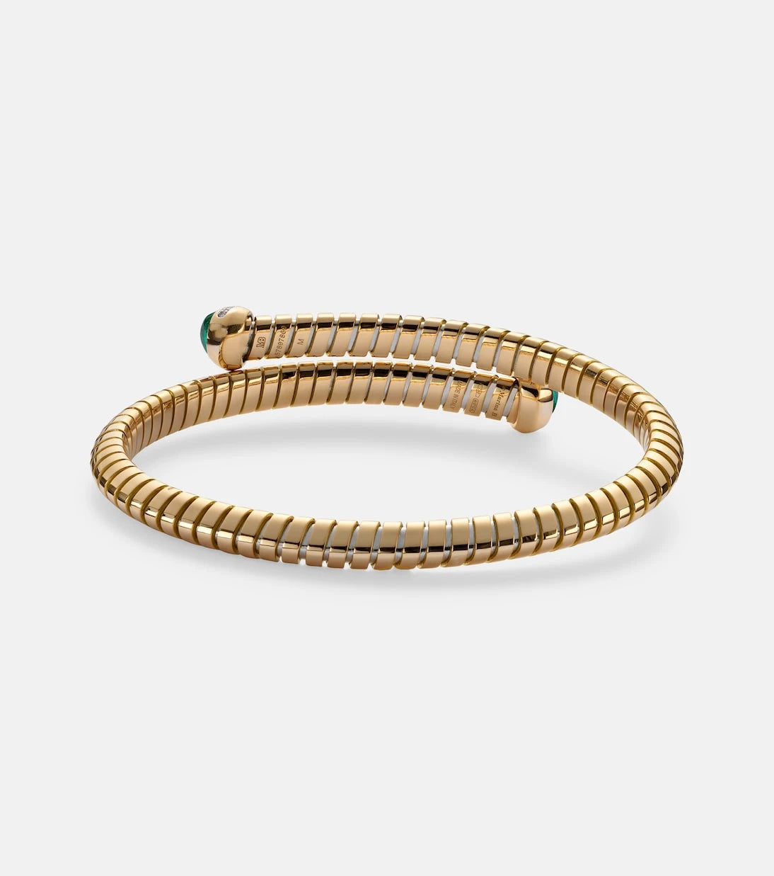 Marina B - 18kt yellow gold bangle with emeralds and diamonds