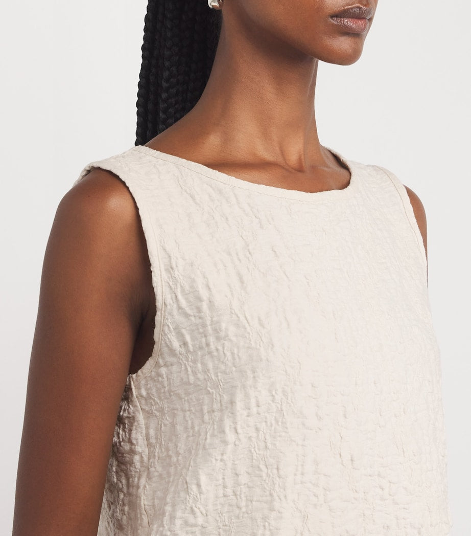 Max Mara White Cotton-Blend Textured Top