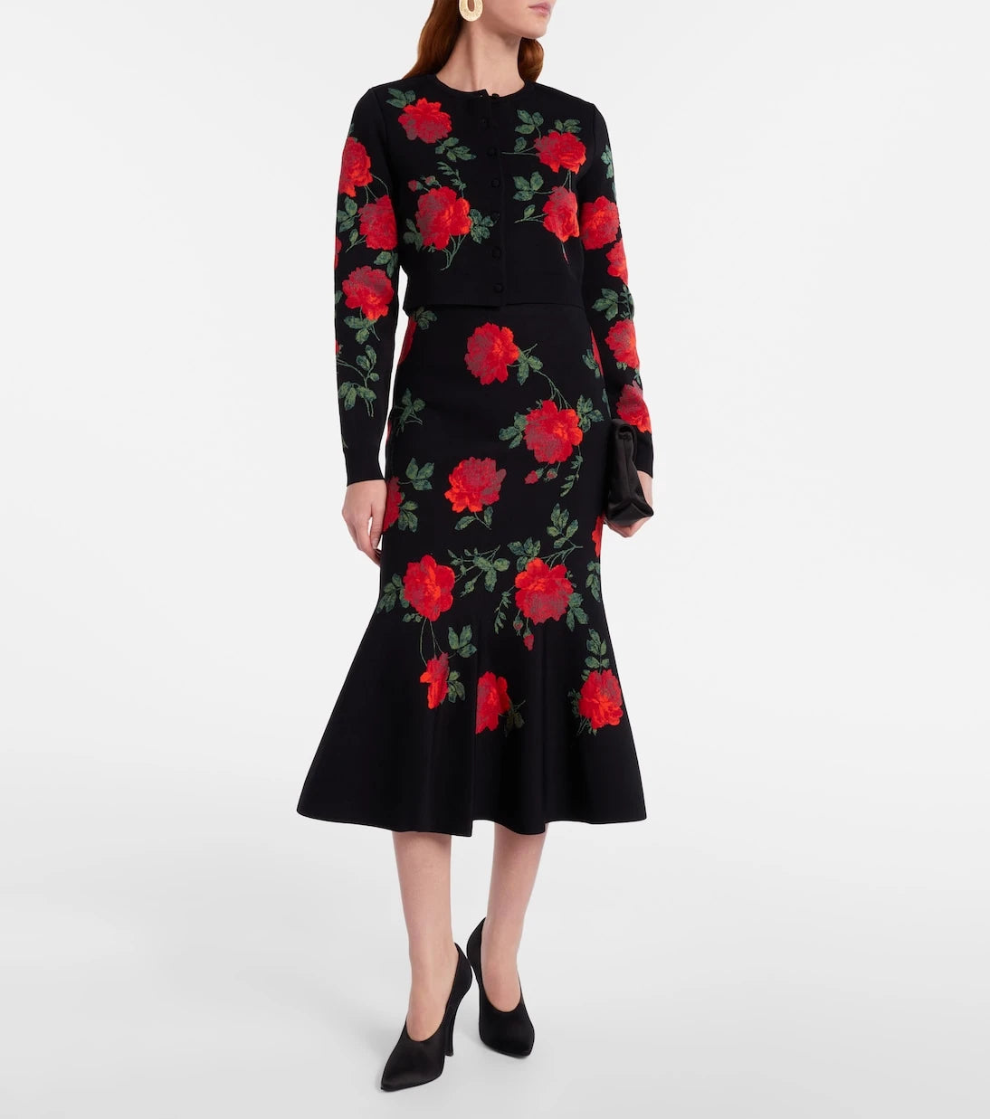 Carolina Herrera - Floral cropped jacquard cardigan