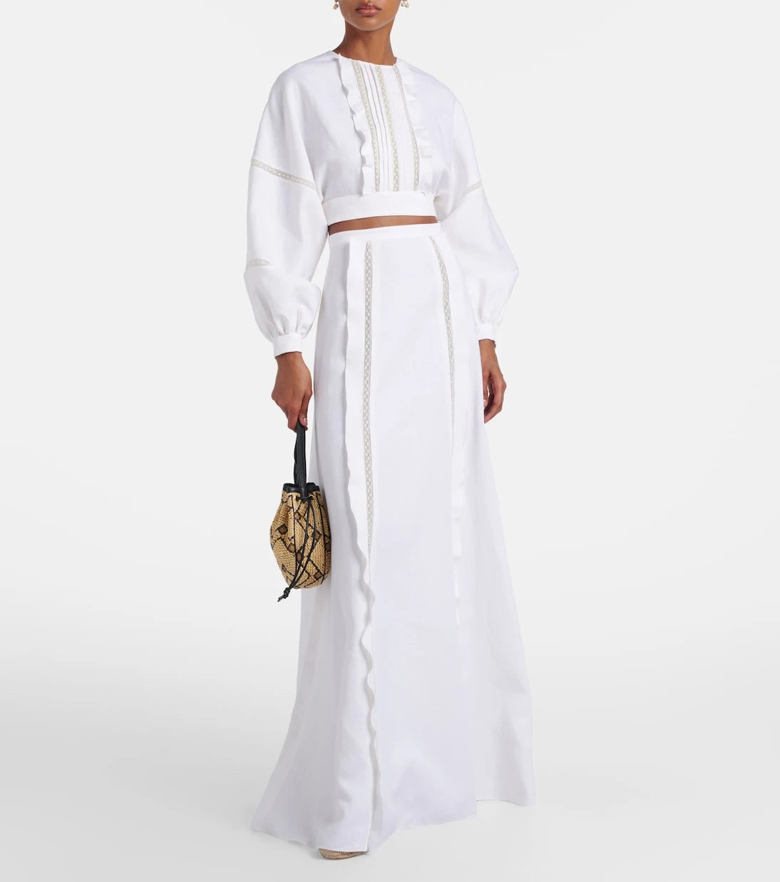 Valentino - Lace-trimmed open-back linen blouse