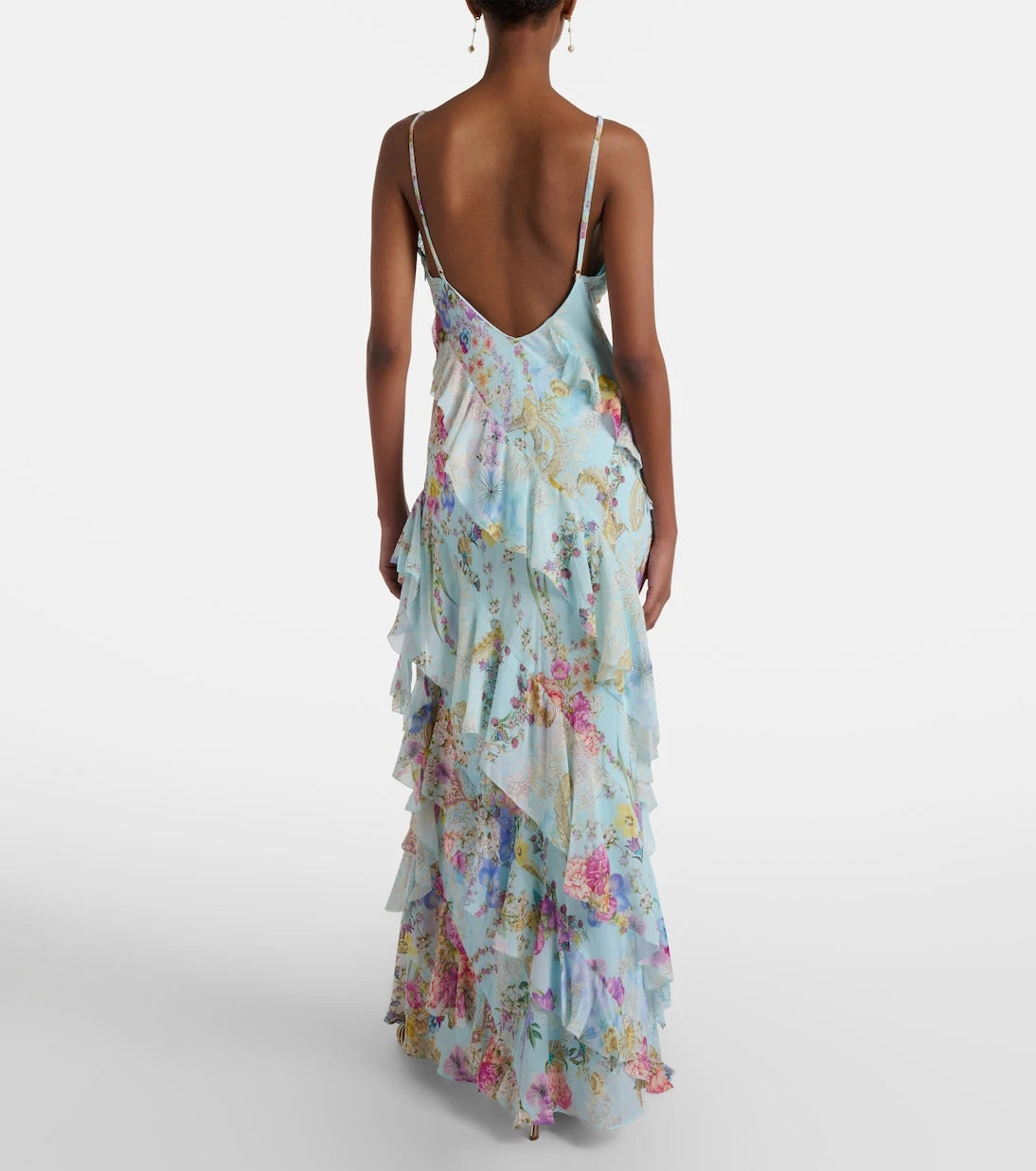 Camilla - Floral ruffled silk slip dress