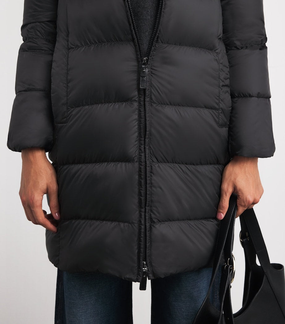 Max Mara Black Down Quilted Longline Jacket