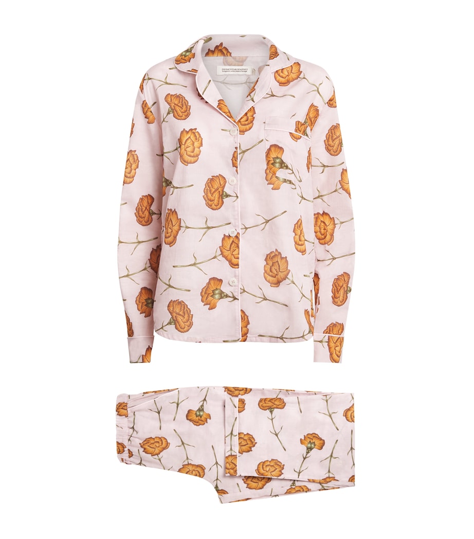 Desmond & Dempsey Pink Cotton Carnations Pyjama Set