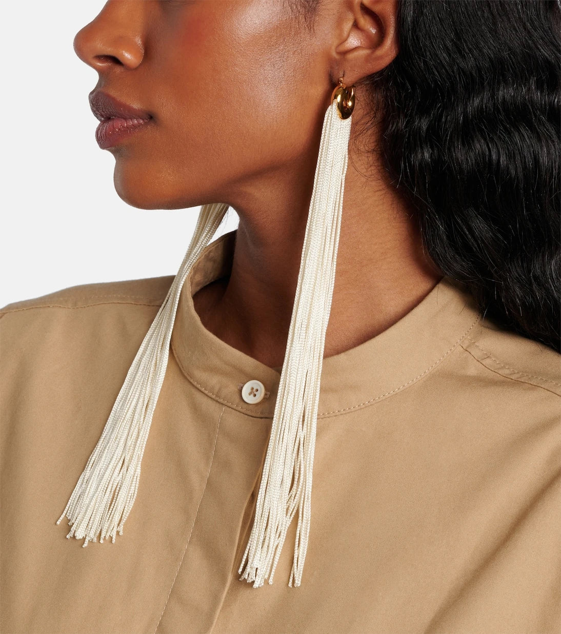 Jil Sander - Fringed hoop earrings