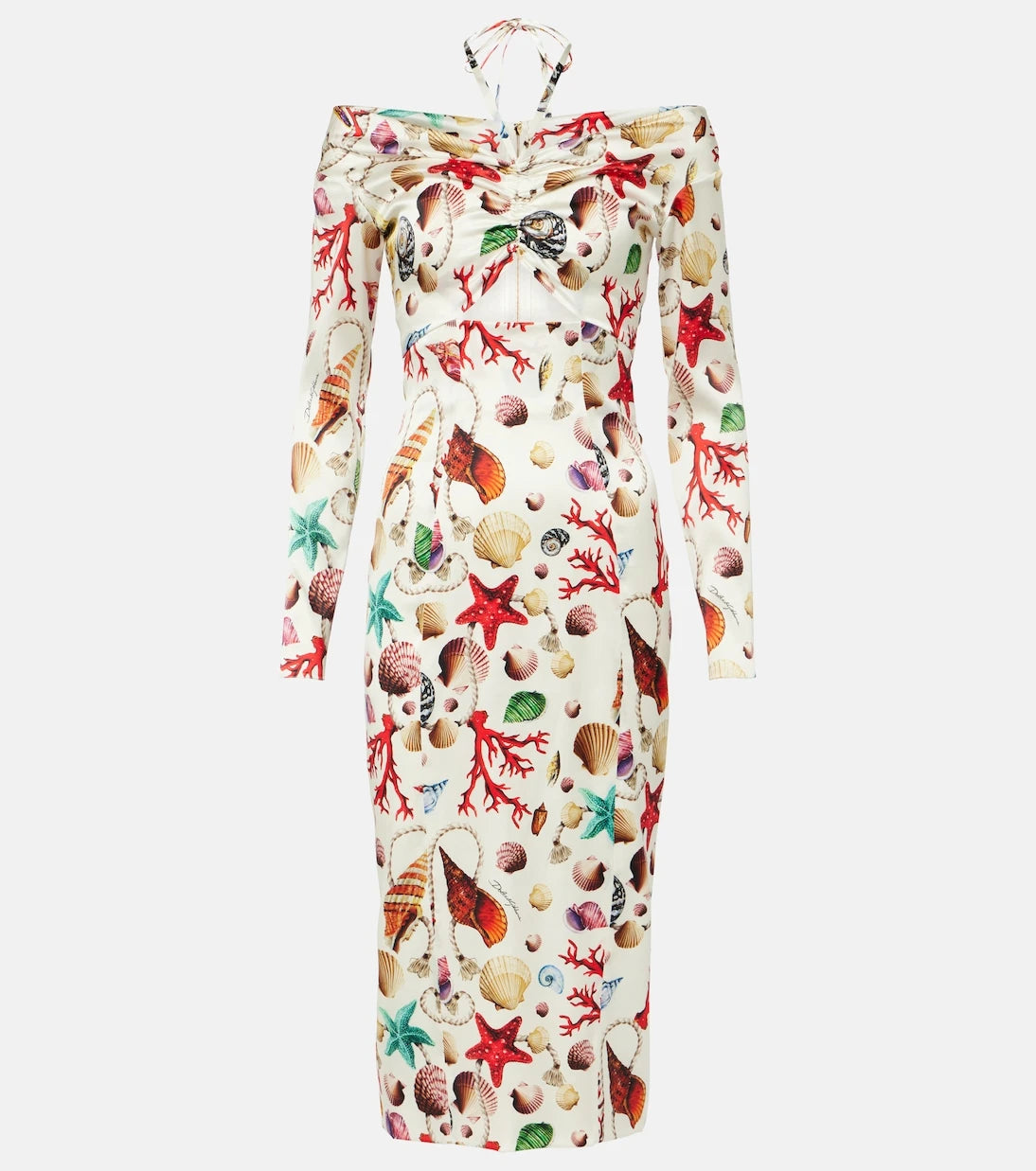 Dolce&Gabbana - فستان متوسط الطول من مزيج الحرير بطبعة كابري