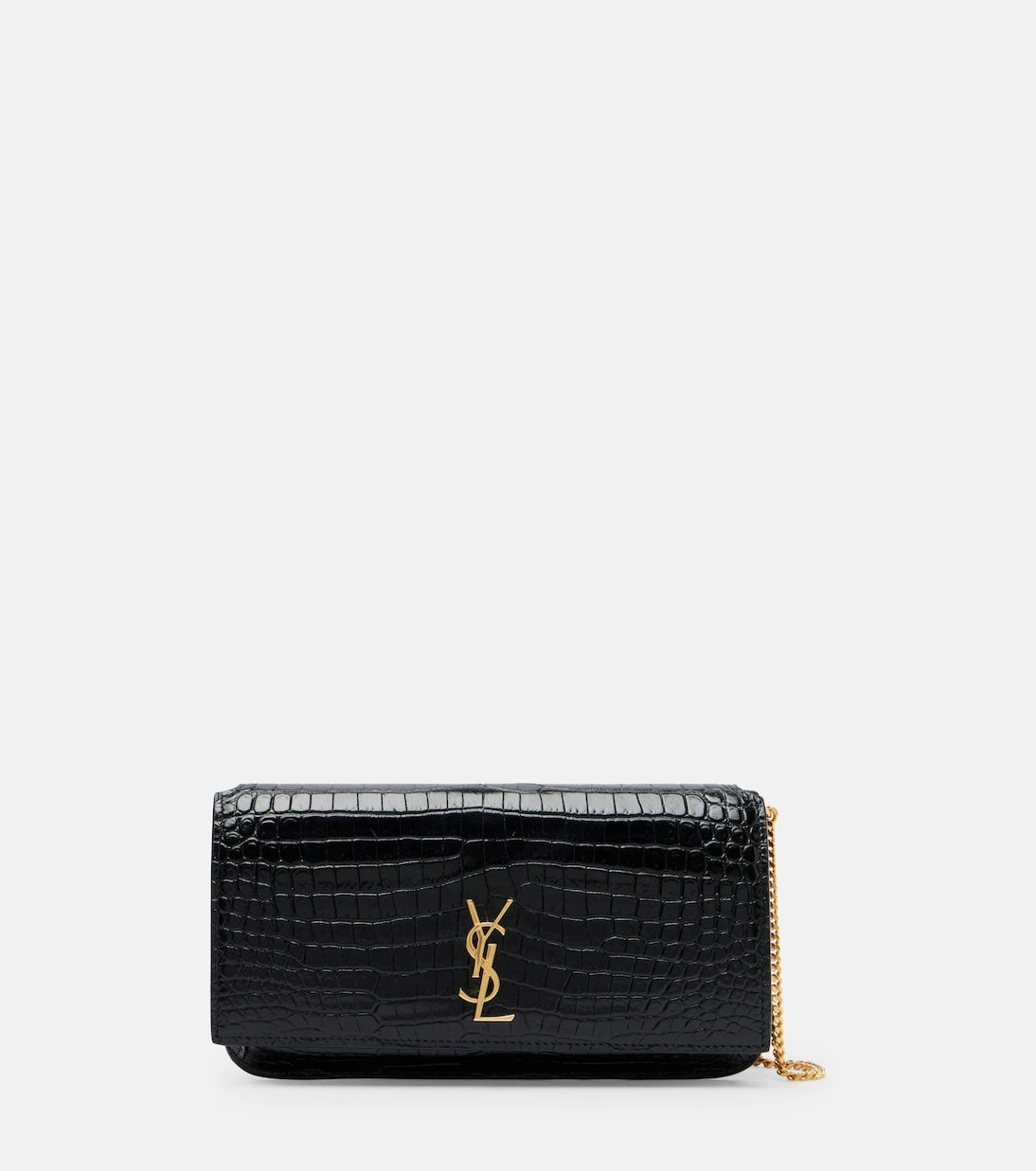 Saint Laurent - Cassandre Mini croc-effect leather phone pouch